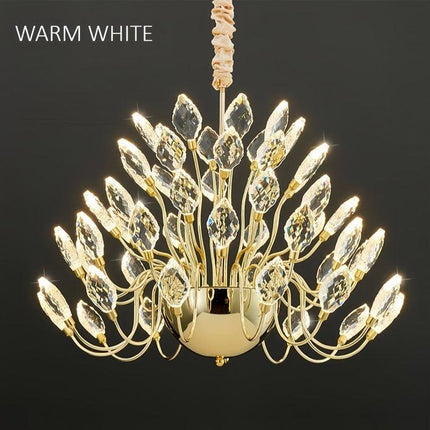 BAMDECOR C3349/1 Modern Luxury Crystal-leaf Chandelier LED Fashion Creativity Pendant Ceiling Lights(80cm-Gold).