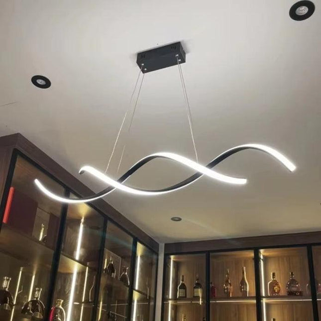 BAMDECOR A24122 Modern Minimalist Black Pendant Light Adjustable LED Chandelier for Dining Room and Bar.