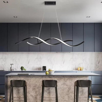 BAMDECOR A24122 Modern Minimalist Black Pendant Light Adjustable LED Chandelier for Dining Room and Bar.