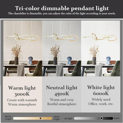 BAMDECOR A24126 Nordic Minimalist LED Pendant Light Adjustable Modern Ring Chandelier for Dining Room and Bar (Black) 1.2 Meters.