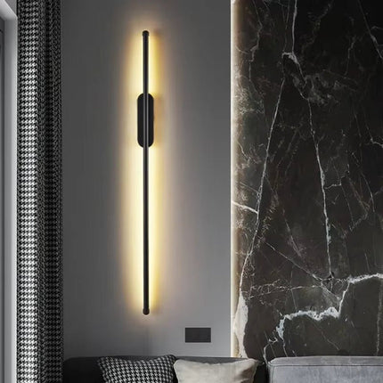 BAMDECOR Modern Minimalist Wall Light Long Tube LED Black Bedside Sconces Wall Lights with with Acrylic Shade, Wall Mounted Deco Lamp for Living Room Bedroom Bracket Light.
