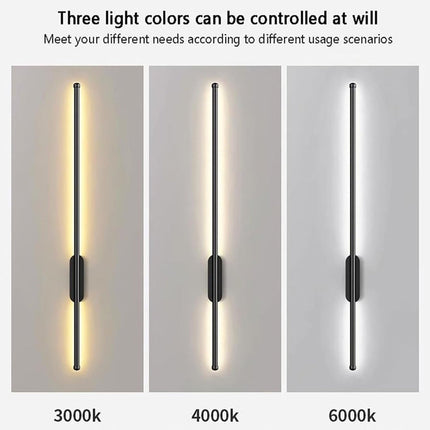 BAMDECOR Modern Minimalist Wall Light Long Tube LED Black Bedside Sconces Wall Lights with with Acrylic Shade, Wall Mounted Deco Lamp for Living Room Bedroom Bracket Light.