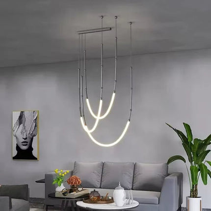 BAMDECOR Minimalistic Retro LED Minimalism Designer Lustre Hanging Lamps Slender-Shape LED Pendant Light (Black).