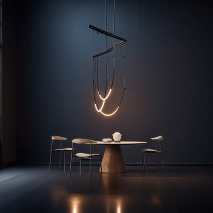 BAMDECOR Minimalistic Retro LED Minimalism Designer Lustre Hanging Lamps Slender-Shape LED Pendant Light (Black).