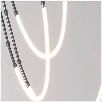 BAMDECOR Minimalistic Retro LED Minimalism Designer Lustre Hanging Lamps Slender-Shape LED Pendant Light (Black).