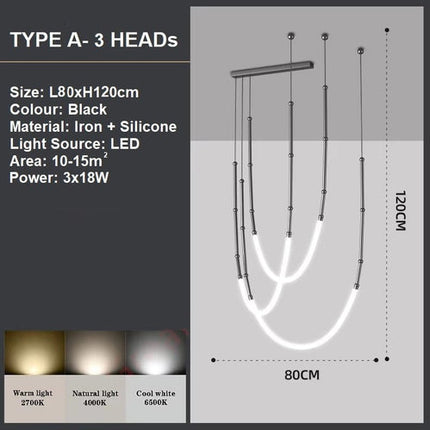 BAMDECOR Minimalistic Retro LED Minimalism Designer Lustre Hanging Lamps Slender-Shape LED Pendant Light (Black).