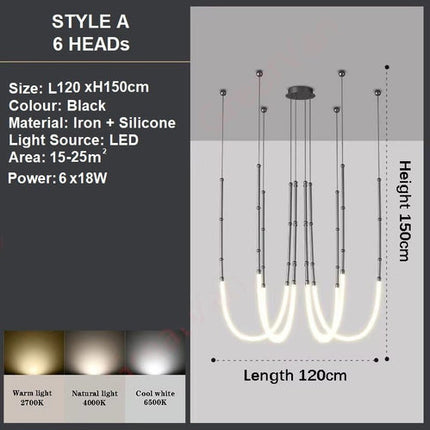 BAMDECOR Minimalistic Retro LED Minimalism Designer Lustre Hanging Lamps Slender-Shape LED Pendant Light (Black).