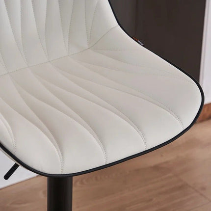 SERENITà White Modern Height Adjustable Swivel Bar Stools Upholstered Leather Barstool Kitchen Island Chairs with Metal Frame (Set of 2).