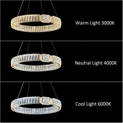 BAMDECOR C3319 Modern Crystal Chandeliers Lighting Fixtures Contemporary Round Chandelier Lighting Fixtures Crystal Pendant Ceiling Lights(Gold-80+60cm).