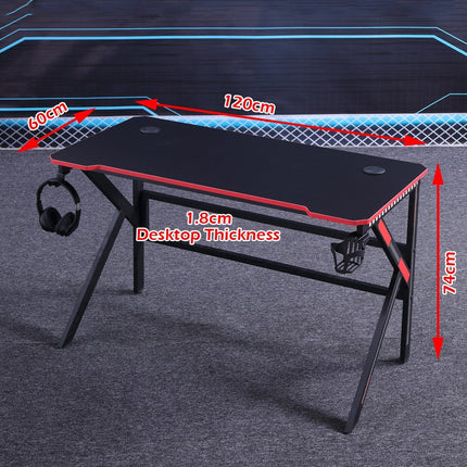 Gaming Desk Desktop PC Computer Desks Desktop Racing Table Office Laptop Home K-Shaped Legs Black 120cm.