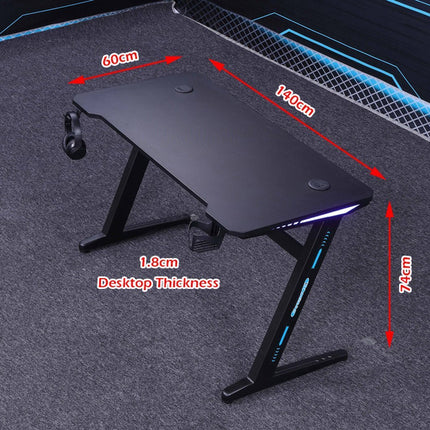 140cm RGB Gaming Desk Desktop PC Computer Desks Desktop Racing Table Office Laptop Home AU.