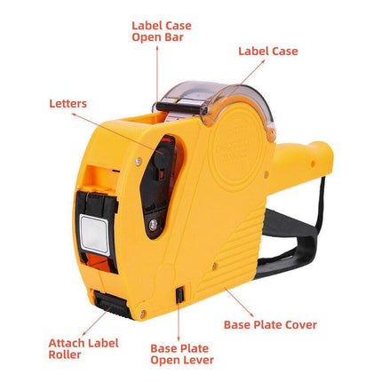 Price Tag Gun Labeller Pricing with 2 Rolls Labels and Inks Roller Machine Kit Yellow.