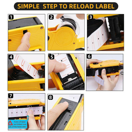Price Tag Gun Labeller Pricing with 2 Rolls Labels and Inks Roller Machine Kit Yellow.