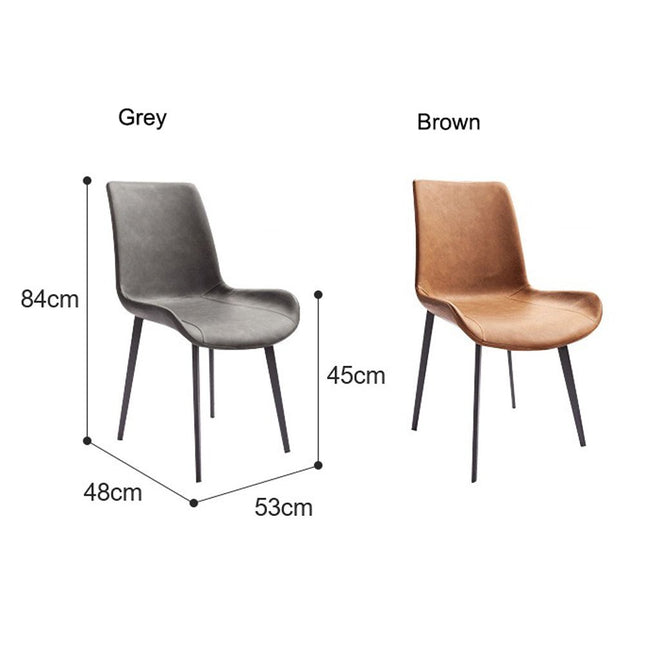Minimal List Dining Chairs PU Retro Chair Cafe Kitchen Modern Metal Legs x 2 Grey.