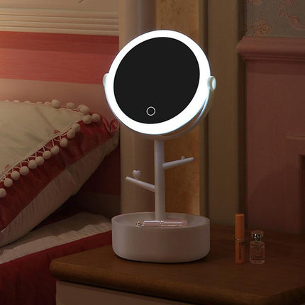 Ecoco Smart LED Light Cosmetic Makeup Mirror USB Touch Screen Home Desk Vanity 360° Pink.