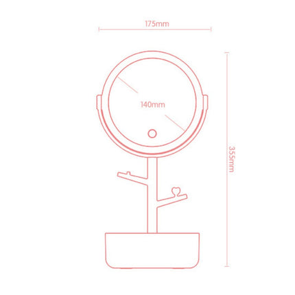 Ecoco Smart LED Light Cosmetic Makeup Mirror USB Touch Screen Home Desk Vanity 360° Pink.