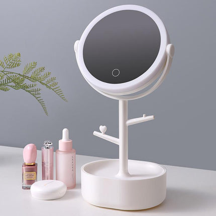 Ecoco Smart LED Light Cosmetic Makeup Mirror USB Touch Screen Home Desk Vanity 360° Pink.