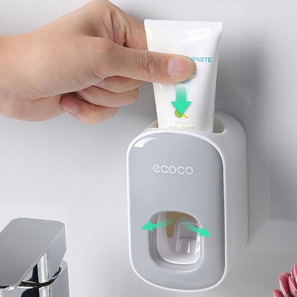 Ecoco Wall mount auto ands Free Toothpaste Dispenser Automatic Toothpaste Squeezer Bathroom Toothpaste Holder Black.