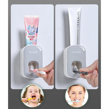 Ecoco Wall mount auto ands Free Toothpaste Dispenser Automatic Toothpaste Squeezer Bathroom Toothpaste Holder Black.