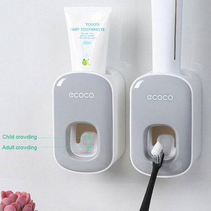 Ecoco Wall mount auto ands Free Toothpaste Dispenser Automatic Toothpaste Squeezer Bathroom Toothpaste Holder Black.