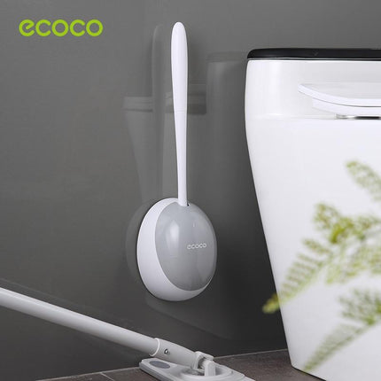 Ecoco Silicone Water Drop Toilet Brush Holder Set Wall-Mounted Cleaning Brush Tool Grey.