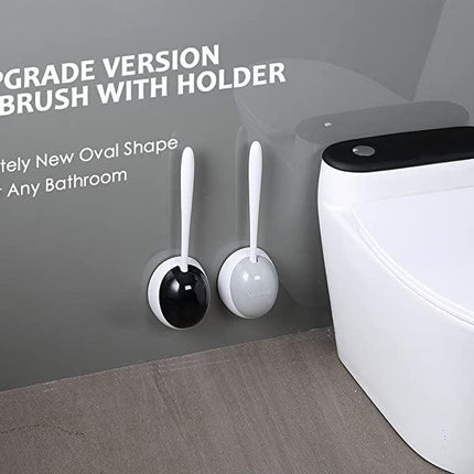 Ecoco Silicone Water Drop Toilet Brush Holder Set Wall-Mounted Cleaning Brush Tool Grey.