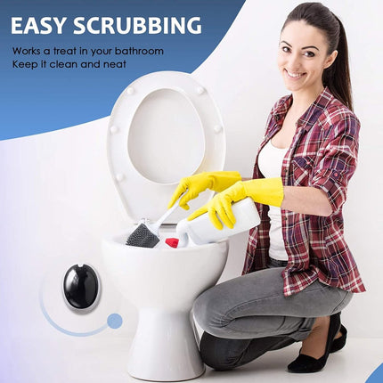 Ecoco Silicone Water Drop Toilet Brush Holder Set Wall-Mounted Cleaning Brush Tool Grey.