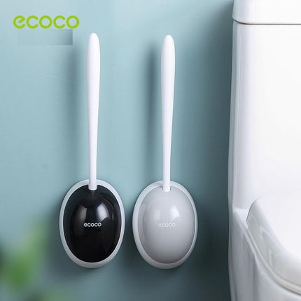 Ecoco Silicone Water Drop Toilet Brush Holder Set Wall-Mounted Cleaning Brush Tool Grey.