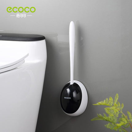 Ecoco Silicone Water Drop Toilet Brush Holder Set Wall-Mounted Cleaning Brush Tool Grey.