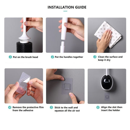 Ecoco Silicone Water Drop Toilet Brush Holder Set Wall-Mounted Cleaning Brush Tool Grey.
