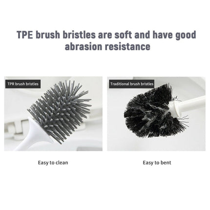 Ecoco Silicone Water Drop Toilet Brush Holder Set Wall-Mounted Cleaning Brush Tool Grey.