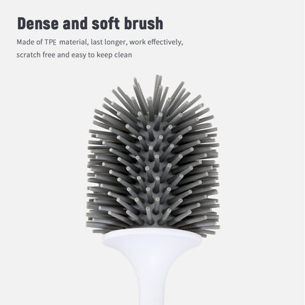 Ecoco Silicone Water Drop Toilet Brush Holder Set Wall-Mounted Cleaning Brush Tool Grey.
