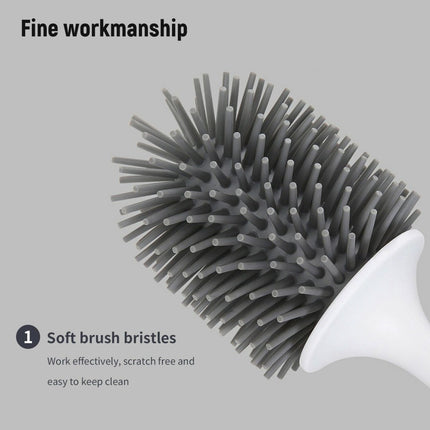 Ecoco Silicone Water Drop Toilet Brush Holder Set Wall-Mounted Cleaning Brush Tool Grey.
