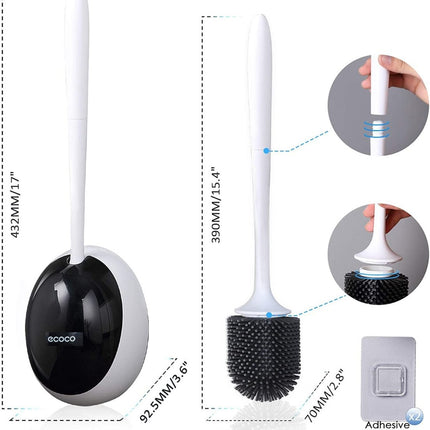Ecoco Silicone Water Drop Toilet Brush Holder Set Wall-Mounted Cleaning Brush Tool Grey.