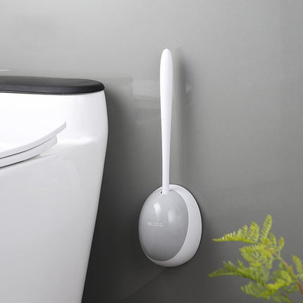 Ecoco Silicone Water Drop Toilet Brush Holder Set Wall-Mounted Cleaning Brush Tool Grey.