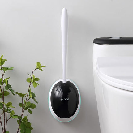 Ecoco Silicone Water Drop Toilet Brush Holder Set Wall-Mounted Cleaning Brush Tool Grey.