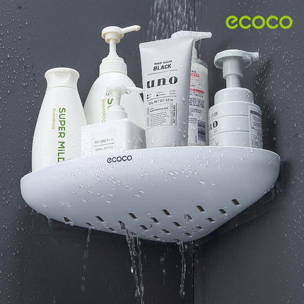 Ecoco Bathroom Corner Shower Shelf Corner Shower Caddy Shower Storage Organizer Wall Mounted for Bathroom, Kitchen, Toilet Black.