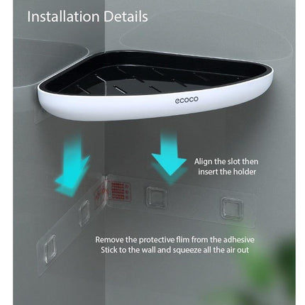 Ecoco Bathroom Corner Shower Shelf Corner Shower Caddy Shower Storage Organizer Wall Mounted for Bathroom, Kitchen, Toilet Black.