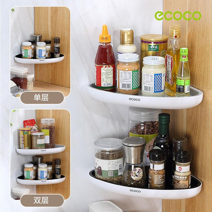 Ecoco Bathroom Corner Shower Shelf Corner Shower Caddy Shower Storage Organizer Wall Mounted for Bathroom, Kitchen, Toilet Black.