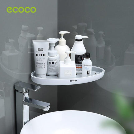 Ecoco Bathroom Corner Shower Shelf Corner Shower Caddy Shower Storage Organizer Wall Mounted for Bathroom, Kitchen, Toilet Black.