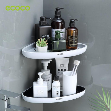 Ecoco Bathroom Corner Shower Shelf Corner Shower Caddy Shower Storage Organizer Wall Mounted for Bathroom, Kitchen, Toilet Black.
