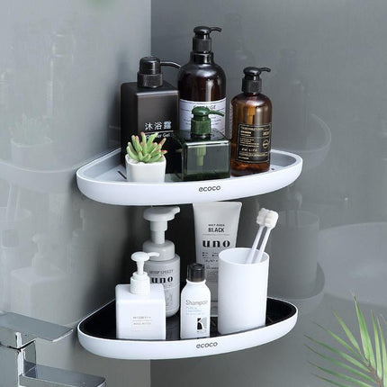 Ecoco Bathroom Corner Shower Shelf Corner Shower Caddy Shower Storage Organizer Wall Mounted for Bathroom, Kitchen, Toilet Black.