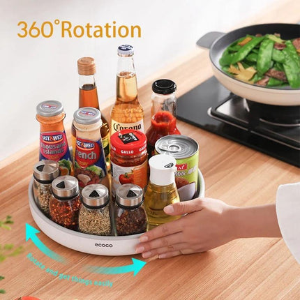 Ecoco Kitchen Rotating Spice Condiment Storage Rack Bathroom Swivel Tray Organizer Black.