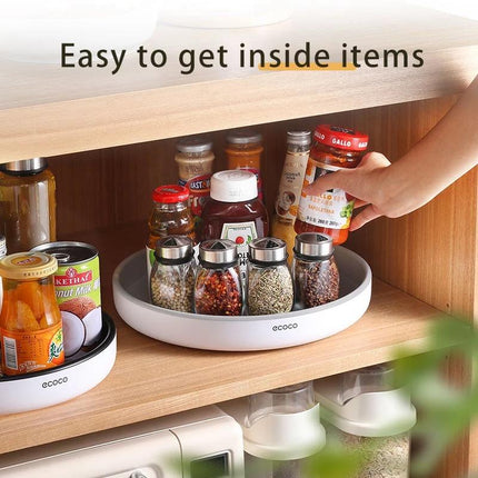 Ecoco Kitchen Rotating Spice Condiment Storage Rack Bathroom Swivel Tray Organizer Black.