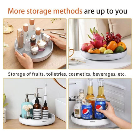 Ecoco Kitchen Rotating Spice Condiment Storage Rack Bathroom Swivel Tray Organizer Black.