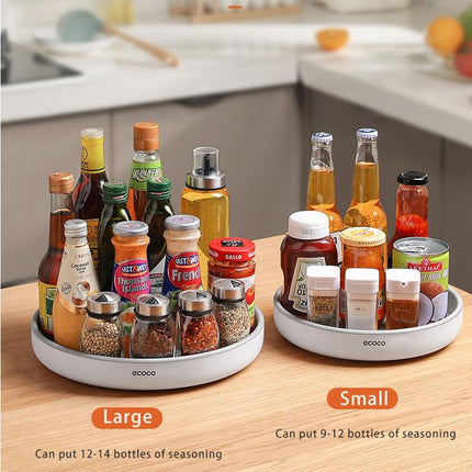 Ecoco Kitchen Rotating Spice Condiment Storage Rack Bathroom Swivel Tray Organizer Black.