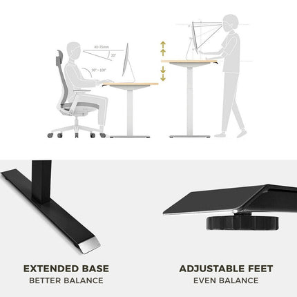 Standing Desk Height Adjustable Sit Stand Motorised Dual Motors Frame White Only.