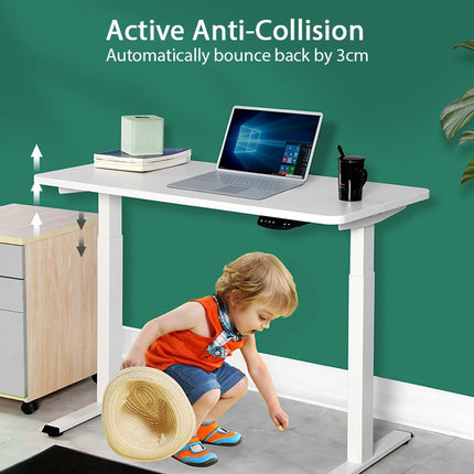 Standing Desk Height Adjustable Sit Stand Motorised Dual Motors Frame White Only.