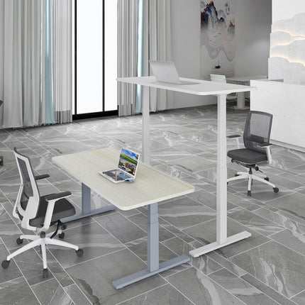 Standing Desk Height Adjustable Sit Stand Motorised Dual Motors Frame White Only.