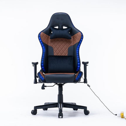 7 RGB Lights Bluetooth Speaker Gaming Chair Ergonomic Racing chair 165° Reclining Gaming Seat 4D Armrest Footrest Black.